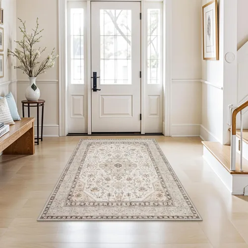 Miniatura 46 de Alfombras de área 9x12 para sala de estar: Alfombra oriental lavable de 108 pies cuadrados para dormitorio - Alfombra de pelo bajo ultra delgada