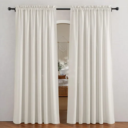 Miniatura 93 de RYB HOME Cortinas extralargas de 108 pulgadas de largo, transpirables con bolsillo para barra, cortinas traslúcidas blancas para sala de estar