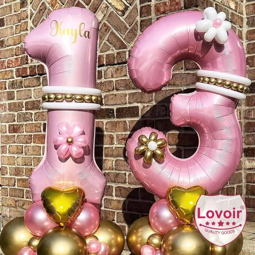 Miniatura 4 de Globos de 40 pulgadas color rosa bebé número 0 de gran tamaño jumbo de papel de aluminio Mylar para helio rosa claro para niñas, suministros