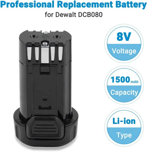 Miniatura 2 de Paquete de 2 baterías de 1500 mAh 8 V Max compatibles con Dewalt DCB080 DCF680N1 DCF682 DCB095 DW4390 DCF680N2 DCF680G2 DCL023 DCF680