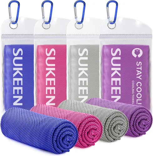 Miniatura 12 de Sukeen Paquete de 4 toallas refrescantes (40 x 12 pulgadas), toalla de hielo, toalla suave y transpirable, toalla de microfibra para yoga