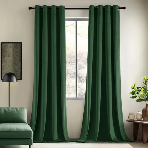 Miniatura 28 de EMEMA Juego de 2 paneles de cortinas de terciopelo de 63 pulgadas, con pestaña trasera y bolsillo para barra, cortinas con aislamiento térmico