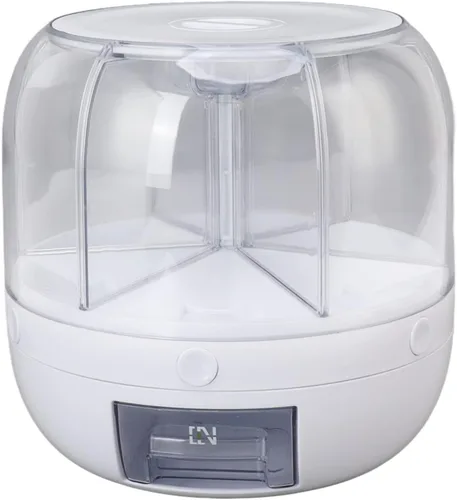 Contenedor de almacenamiento de cereales y cereales de 13.2 libras, dispensador redondo giratorio de 360°, organizador de cocina de 6 compartimentos