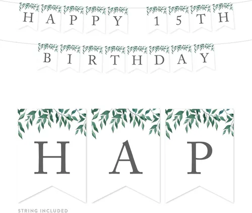 Miniatura 32 de Andaz Press Decoración de pancarta de hojas verdes naturales para fiesta de cumpleaños, 75 años de amor, aproximadamente 5 pies, 1 juego, decoración