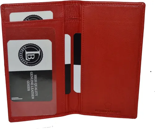 Miniatura 2 de Leatherboss - Funda de piel auténtica para chequera, Rojo -, Cartera de viaje