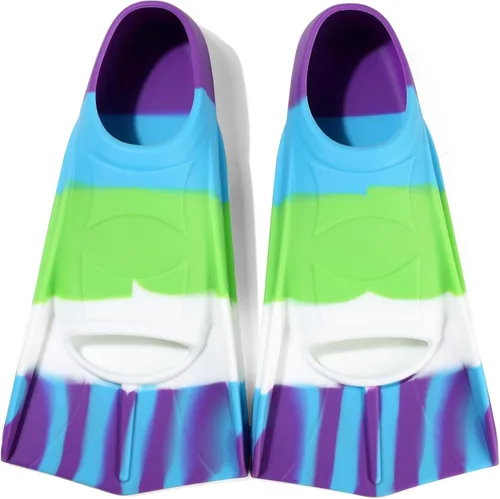 Miniatura 59 de Aletas de natación para niños, aletas cortas para niños y jóvenes, aletas de natación para entrenamiento de natación para niños, niñas, niños Azul