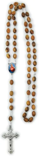 Miniatura 11 de Árbol de la Vida Rev. 22:14 Rosario Católico de madera de olivo Tierra Santa de Israel, Cruz colgante sólida de madera, cuentas grandes
