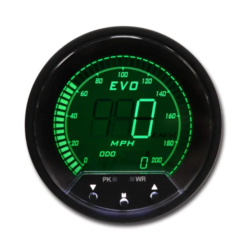 Miniatura 4 de MOTOR METER RACING Serie EVO 85mm 3-3/8" Velocímetro GPS Digital de 200 MPH LED Azul Rojo Blanco Verde Retroiluminación Función de Advertencia