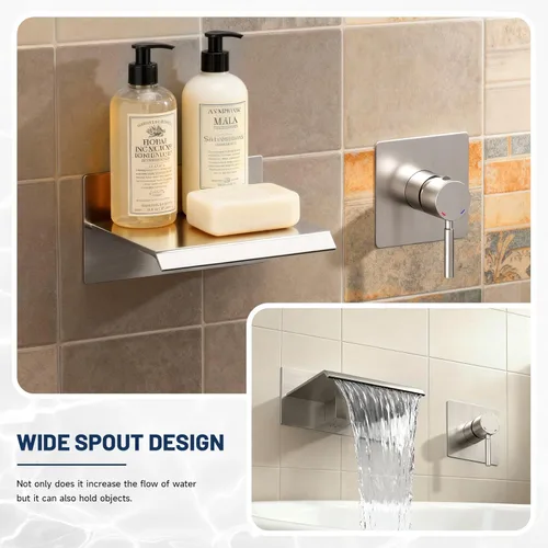 Miniatura 3 de BWE Grifo de bañera de montaje en pared dorado cepillado de una sola manija grifo de bañera moderno con válvula empotrada llenador de alto flujo