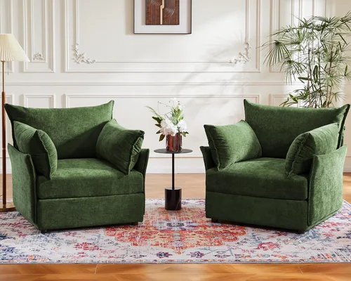 Miniatura 24 de ABCASA Silla de Acento de Gran Tamaño, Sillón Moderno Tapizado con Respaldo Extraíble y Funda Desmontable, Asiento de 24.5 Pulgadas de Profundidad