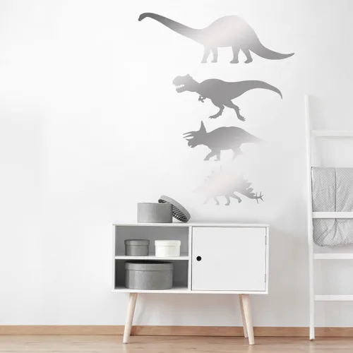 Miniatura 3 de Juego de calcomanías de pared de silueta de dinosaurio, calcomanía de pared con corte de beso de dinosaurio (negro)