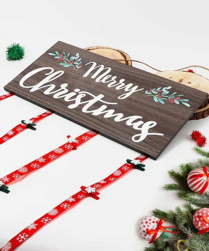 Miniatura 7 de Soporte de Exhibición para Tarjetas de Navidad, Decoración de Pared de Navidad, Marco de Fotos de Navidad de Madera con 30 Clips para Colgar Fotos