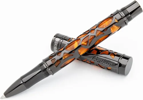 Miniatura 14 de Conklin Conklin Pen Company - Bolígrafo de punta redonda Endura Deco Crest en naranja con detalles de oro rosa, instrumento de escritura recargable