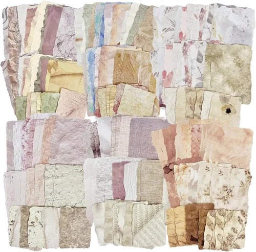Miniatura 9 de PRSTINCOL 90 hojas de papel de álbum de recortes con tela de malla, paquete de 6 papeles estéticos variados para álbumes de recortes, suministros