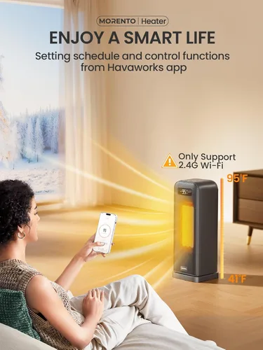 Miniatura 2 de MORENTO Calentadores de espacio para uso en interiores, calentador eléctrico portátil para dormitorio con termostato, control de voz WiFi