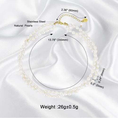 Miniatura 3 de Gargantilla de perlas, collar de gargantilla de perlas chapado en oro de 14 quilates para mujeres y niñas, collar de perlas de agua dulce natural