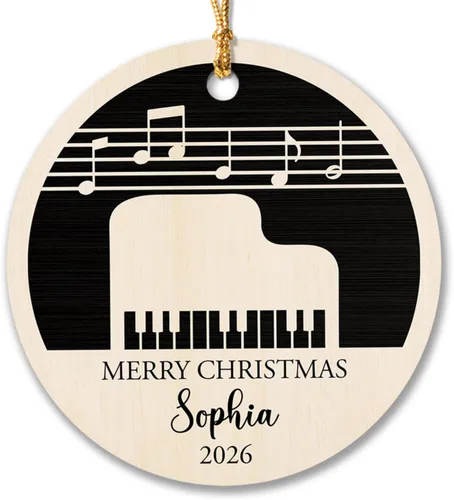 Miniatura 11 de Adorno de Navidad de instrumento musical de acordeón, nombre personalizado y adorno de año para acordeonista, regalo de profesor de música