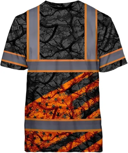 Miniatura 9 de Camisa de alta visibilidad de calavera con bandera de Estados Unidos para hombres, camisas de seguridad con nombre personalizado, ropa de trabajo