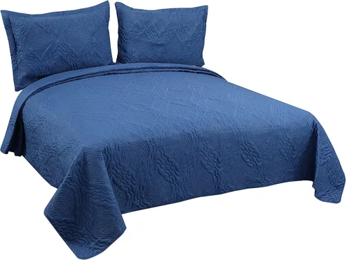 Miniatura 8 de Marina Decoration Juego de colcha Pinsonic en relieve liso, ultra suave, juego de edredón de verano de 2 piezas con 1 funda, color aguamarina