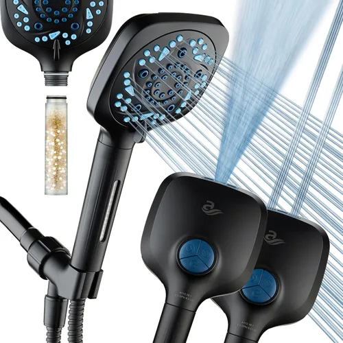 AquaCare Cabezal de ducha filtrado de alta presión con 10 modos de pulverización, cabezal de ducha de mano que filtra cloro para curar la piel seca,