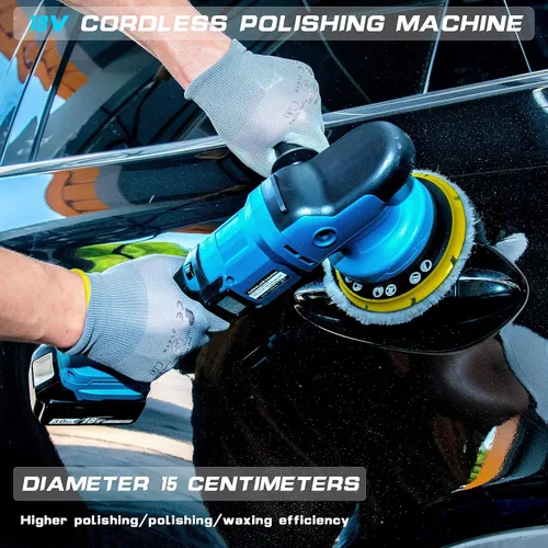 Miniatura 3 de Nichilas Pulidor inalámbrico para automóvil, 6 velocidades, mango de motor sin escobillas, cera para automóvil con disco de trabajo de 5.906 in