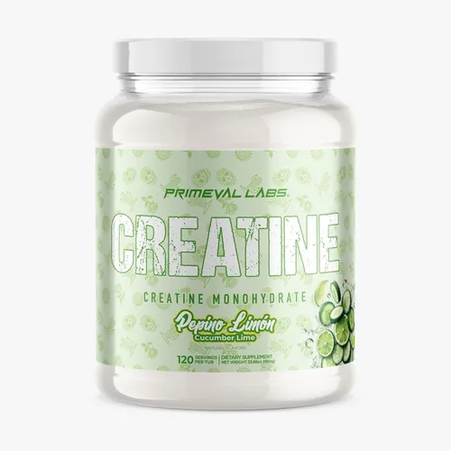 Miniatura 10 de Primeval Labs Clean Creatine Monohydrate Powder Polvo saborizado para fuerza muscular y recuperación Sabores latinos Aqua Fresca Suplemento