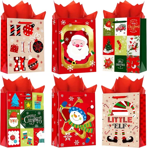Miniatura 17 de OfficeCastle Paquete de 4 bolsas de regalo doradas con papel de seda, 7x3x9 pulgadas, perfectas para cumpleaños, baby showers, Día del Padre