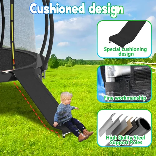 Miniatura 2 de Tobogán de trampolín de 10, 12, 14, 15, 16 pies, accesorios de trampolín con efecto de amortiguación, adecuado para que los niños suban y se