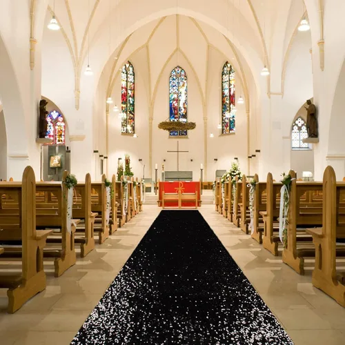 Miniatura 27 de ShiDianYi Camino de pasillo azul para boda, 15 x 2 pies, moderno, tela de malla con lentejuelas y purpurina azul bebé con lentejuelas