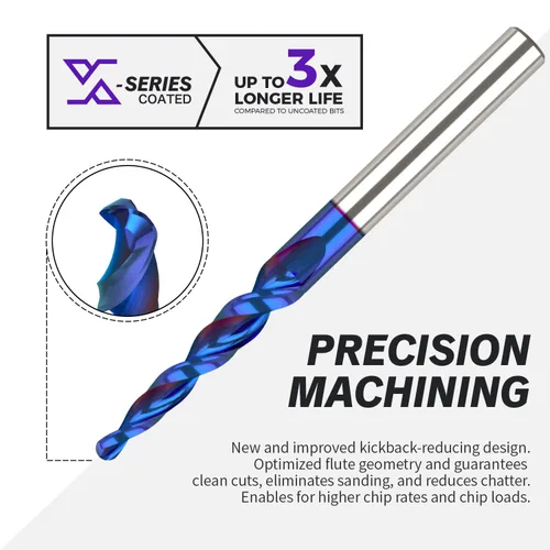 Miniatura 3 de ZahyoX Broca CNC de nariz de bola de ángulo cónico tallado en 3D, broca de enrutador recubierta NACO de 3.0 grados, diámetro de corte de 1/16