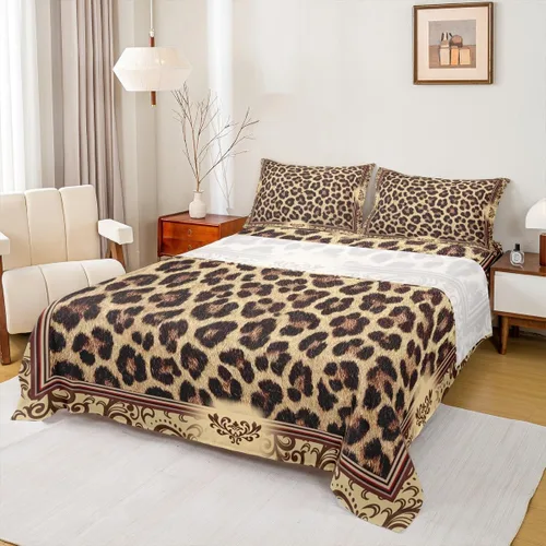 Miniatura 20 de Juego de sábanas abstractas de piel de guepardo, tamaño individual, decoración de lujo para habitación de niños, niñas y mujeres, juego de ropa