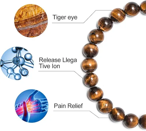 Miniatura 6 de M MOOHAM - Pulsera de roca de lava, pulsera de ojo de tigre de piedra de 0.315pulgadas, de yoga ajustables para aliviar el estrés, aromaterapia