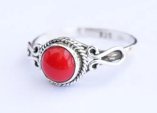 Miniatura 11 de Rose Quartz Stone Ring, Handmade 925 Sterling Silver Rings for Women Girls, Natural Gemstone Ring US size 12 Solitaire Ring, Pink Round Stone Ring