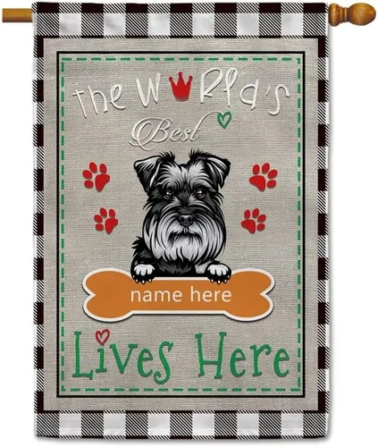 Miniatura 21 de The World's Best Dog Garden Flag Saint Bernard Dog Lives Here Bone Paw Buffalo Plaid Check 12.5x18 pulgadas Decoración exterior de patio de doble