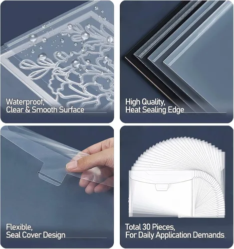Miniatura 2 de KELIFANG 30 bolsas de almacenamiento transparentes para sellos y troqueles, 7 x 5 pulgadas, bolsillos troquelados para hacer tarjetas de bricolaje