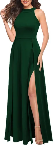 Miniatura 3 de MUSHARE Vestido largo formal sexy con cuello halter para mujer