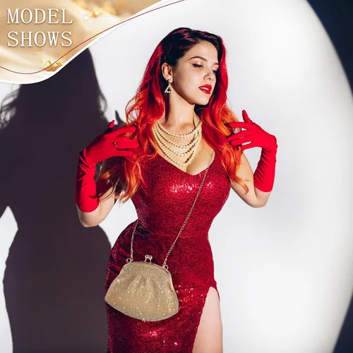 Miniatura 2 de UBORSE Bolso de mano con cuentas vintage de los años 20 para mujer, bolso formal de noche de boda, bolso de fiesta de cóctel con diamantes
