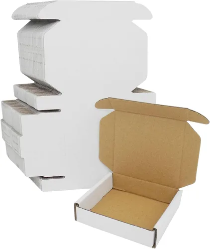 Miniatura 11 de Paquete de 50 cajas de envío de 7x6x2 pulgadas, caja de cartón blanco corrugado, cajas de correo planas para literatura para embalaje de pequeñas