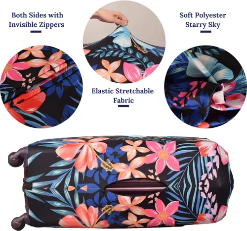 Miniatura 3 de GOXUNYUAN Funda de equipaje protector elástico lavable para maleta con etiqueta de equipaje Flor