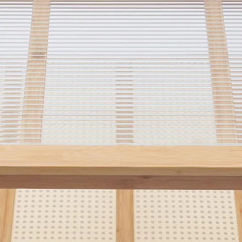Miniatura 8 de Mesa auxiliar rectangular de 2 niveles de mediados de siglo con parte superior de cristal y estante de almacenamiento rústico, soporte de TV