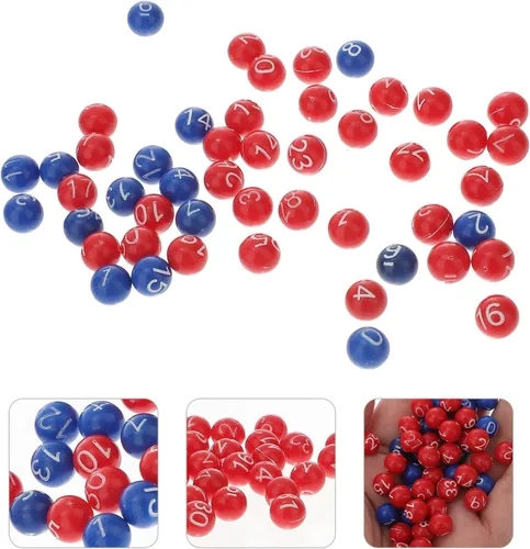 Miniatura 2 de 49 bolas de bingo de repuesto de plástico numeradas de 1 a 49, para bingo, rifas y más, repuesto de bolas de bingo perdidas (rojo + azul)