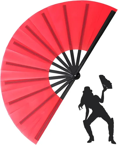 Miniatura 12 de Ventilador de mano plegable grande para baile de línea, botas en el suelo, abanicos de baile portátiles de tela de nailon de 13 pulgadas