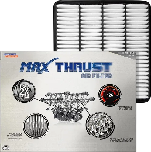 Miniatura 65 de Filtro de aire de motor Spearhead MPG Defense Max Thrust para vehículos de todo kilometraje, se adapta como el OEM, restaura MPG y aceleración