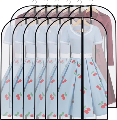 Miniatura 20 de Bolsas transparentes para colgar ropa, 40 pulgadas (juego de 6), bolsas de traje para almacenamiento en armario, bolsas de plástico a prueba