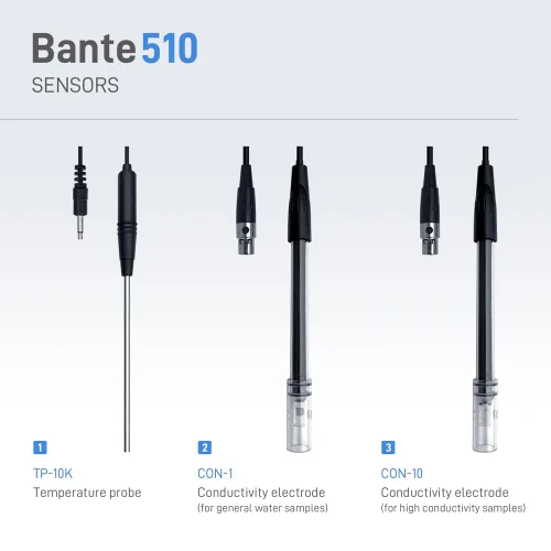 Miniatura 5 de Medidor de conductividad de sobremesa Bante 510 Medidor TDS de conductividad de laboratorio Equipado con 2 electrodos de platino Rango