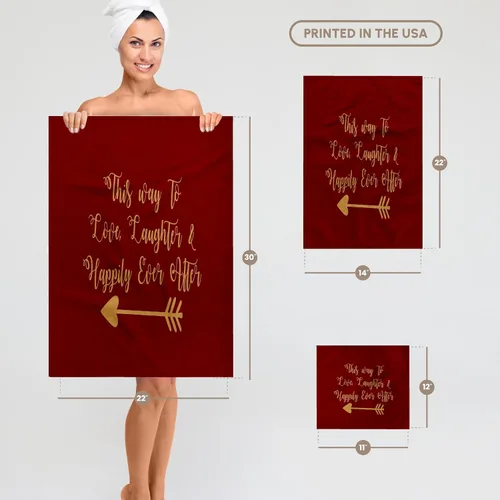 Miniatura 6 de 3dRose This Way to Love Laughter and Happily Ever After Quote 15x22 Hand Towel