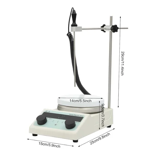 Miniatura 9 de Agitador magnético de 5.5 pulgadas, placa caliente, agitador magnético de 5 L/1.32 galones con soporte de sonda de temperatura, agitador eléctrico