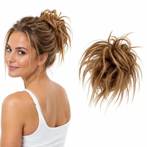 Miniatura 30 de CAISHA Prettyshop - Banda elástica XXL tipo postizo de cabello voluminoso ondulado, ideal para peinados recogidos de novias o rodetes desaliñados