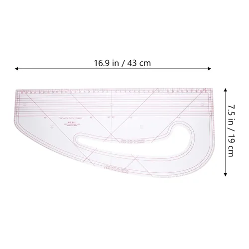 Miniatura 3 de Angoily Regla de costura de 16.9 pulgadas, regla de sastre de curva francesa para hacer patrones, diseño de tela y dibujo artesanal