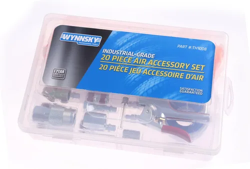 Miniatura 4 de 1/4" NPT kit de accesorios - 20 unidades, kit de herramientas para manguera de compresor de aire con manguera con bobina/pistola de aire/manómetro